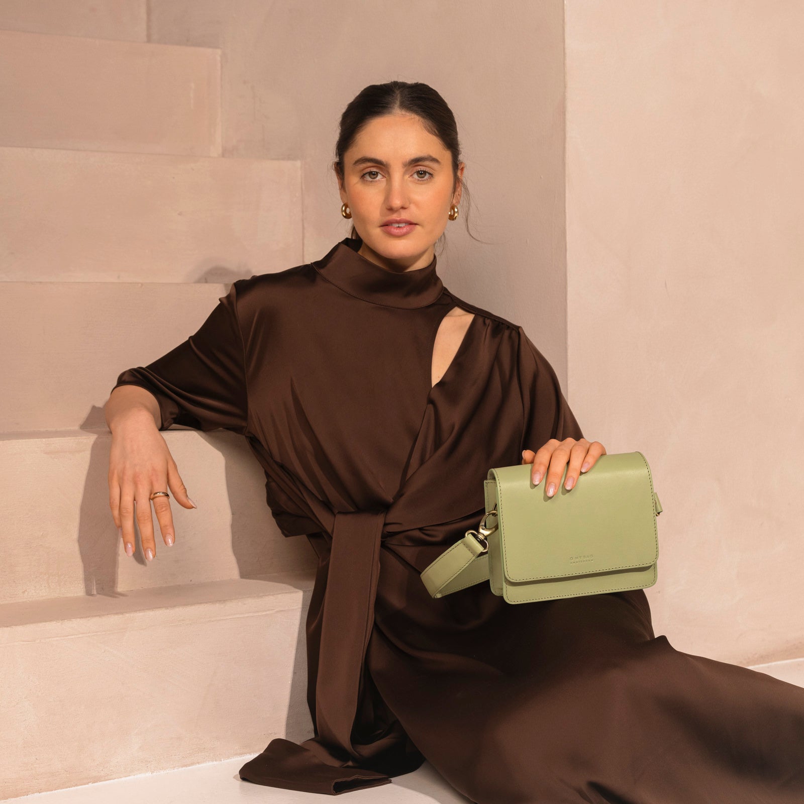 Audrey Mini Tasche - Leder Tea Green mit 2 Straps