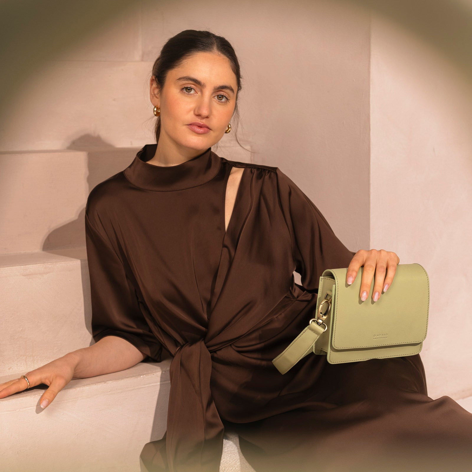 Audrey Mini Tasche - Leder Tea Green mit 2 Straps