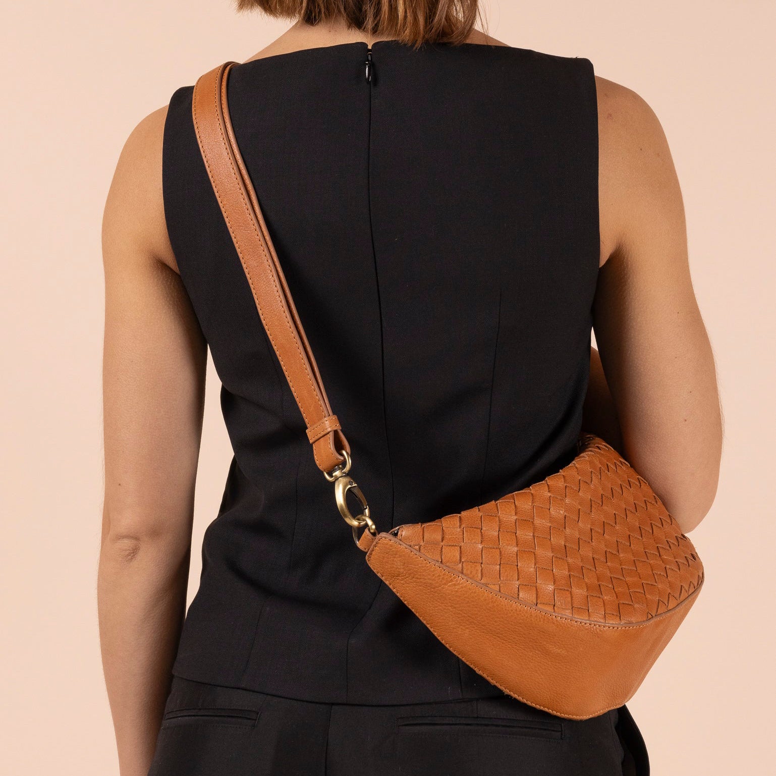 Leo Tasche - Leder Woven Cognac