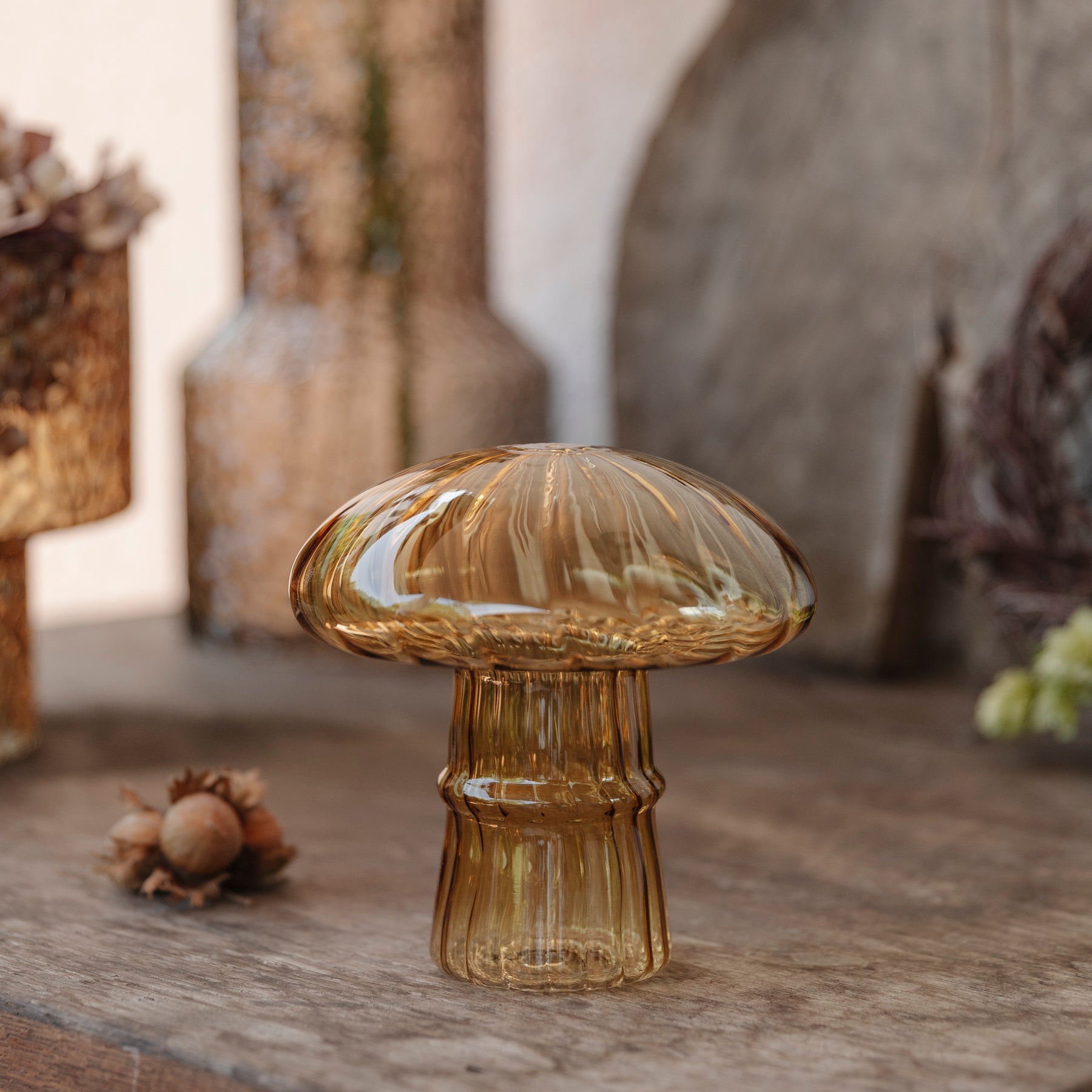 Pilz aus Glas M - honey