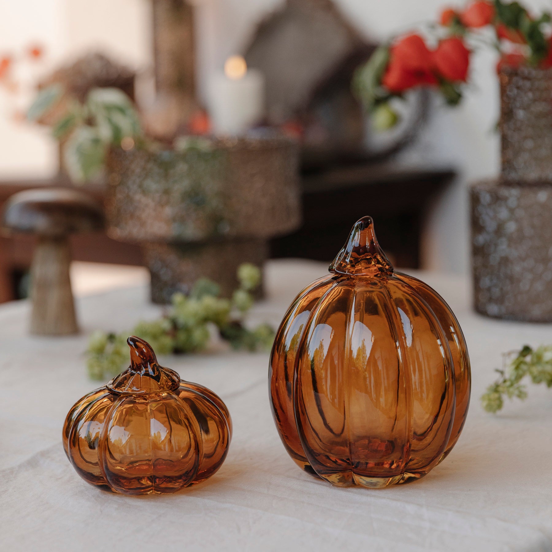 Kürbis aus Glas - amber