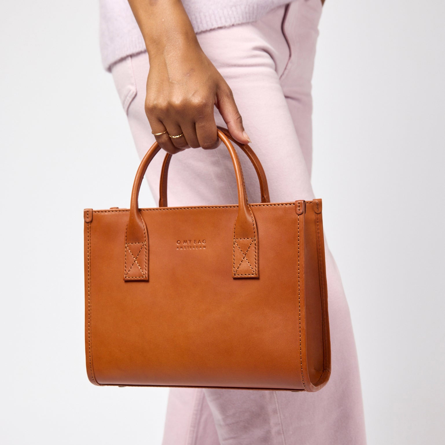 Jackie Midi Tasche - Leder Cognac