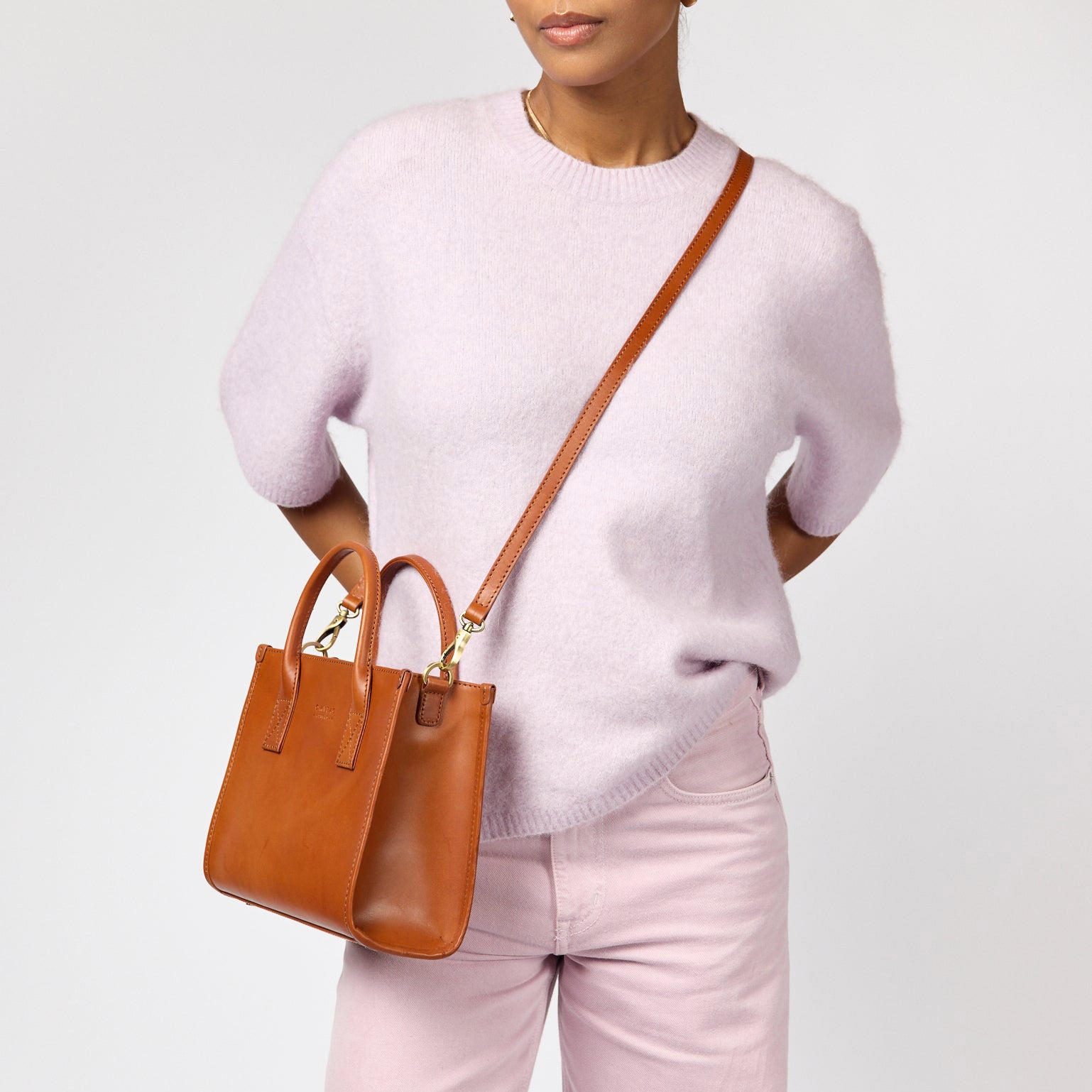 Jackie Midi Tasche - Leder Cognac