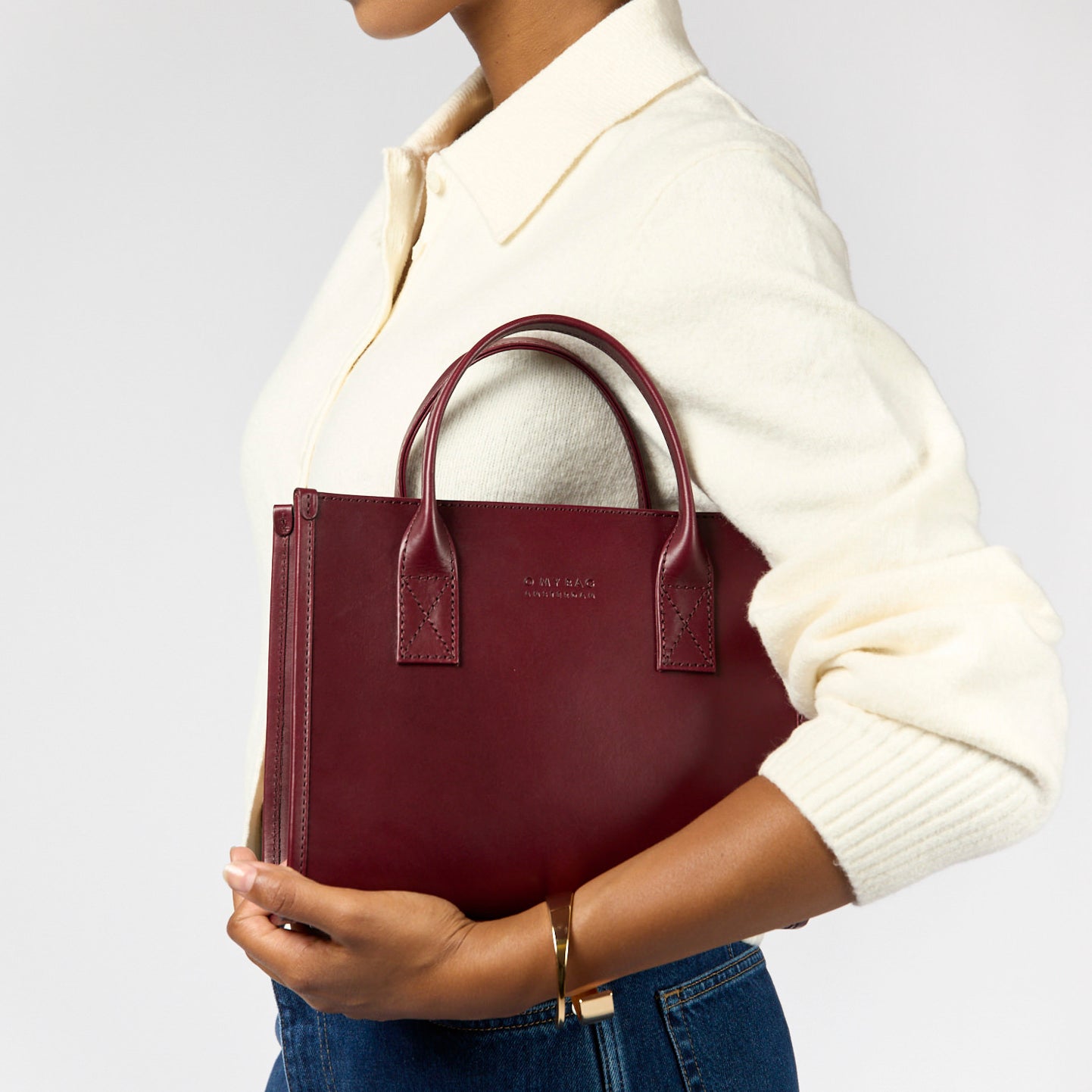 Jackie Midi Tasche - Leder Dark Cherry mit 2 Straps