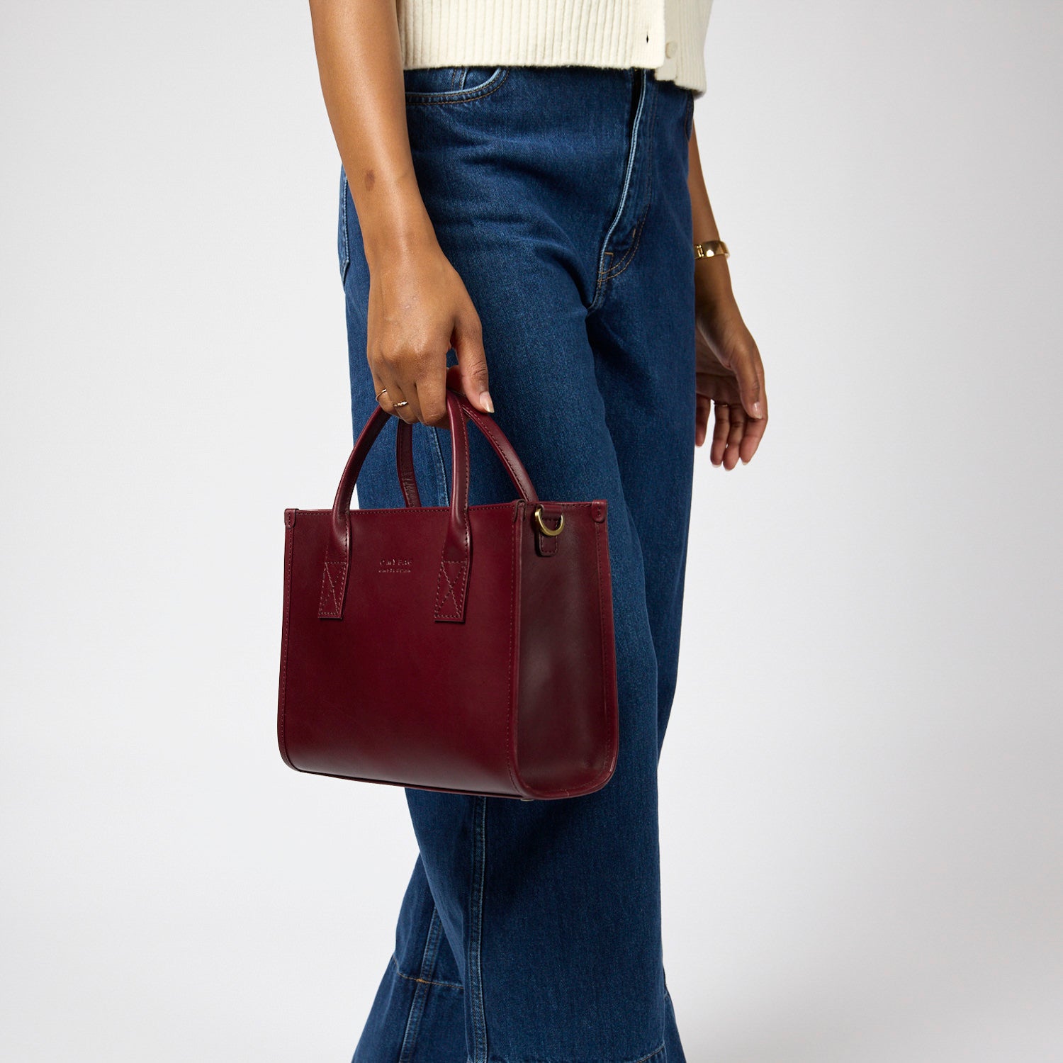 Jackie Midi Tasche - Leder Dark Cherry mit 2 Straps