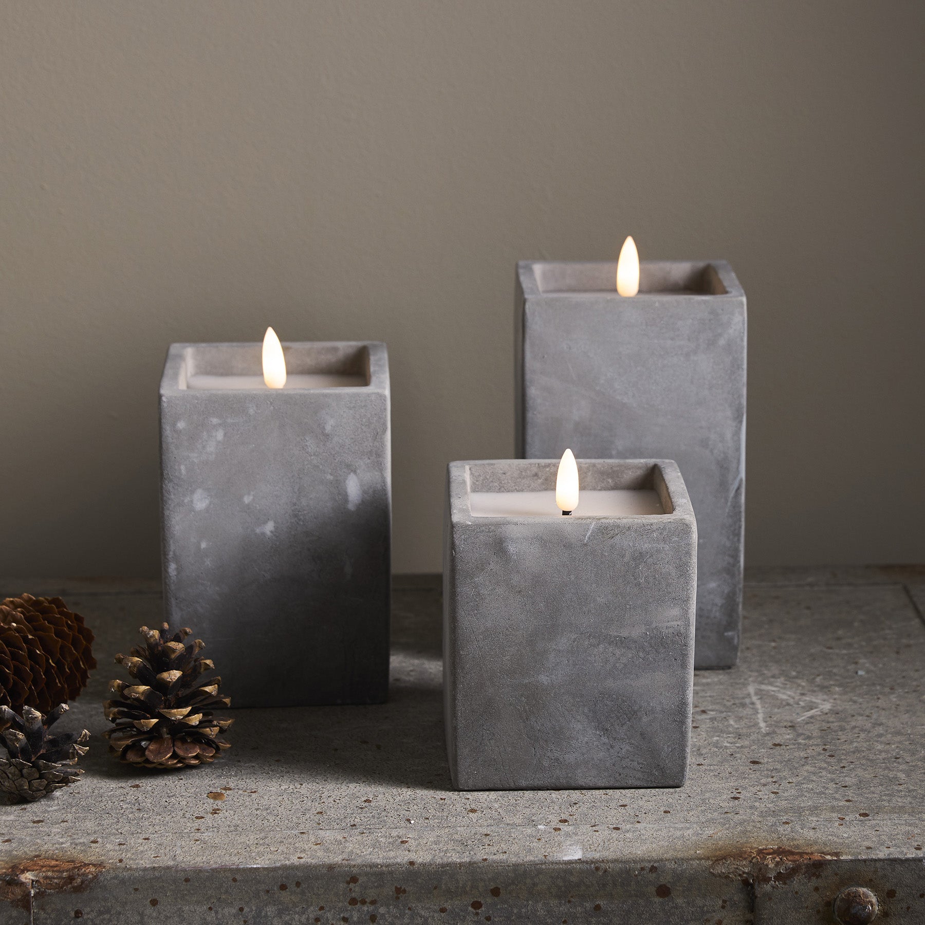 LED Kerze - Zement