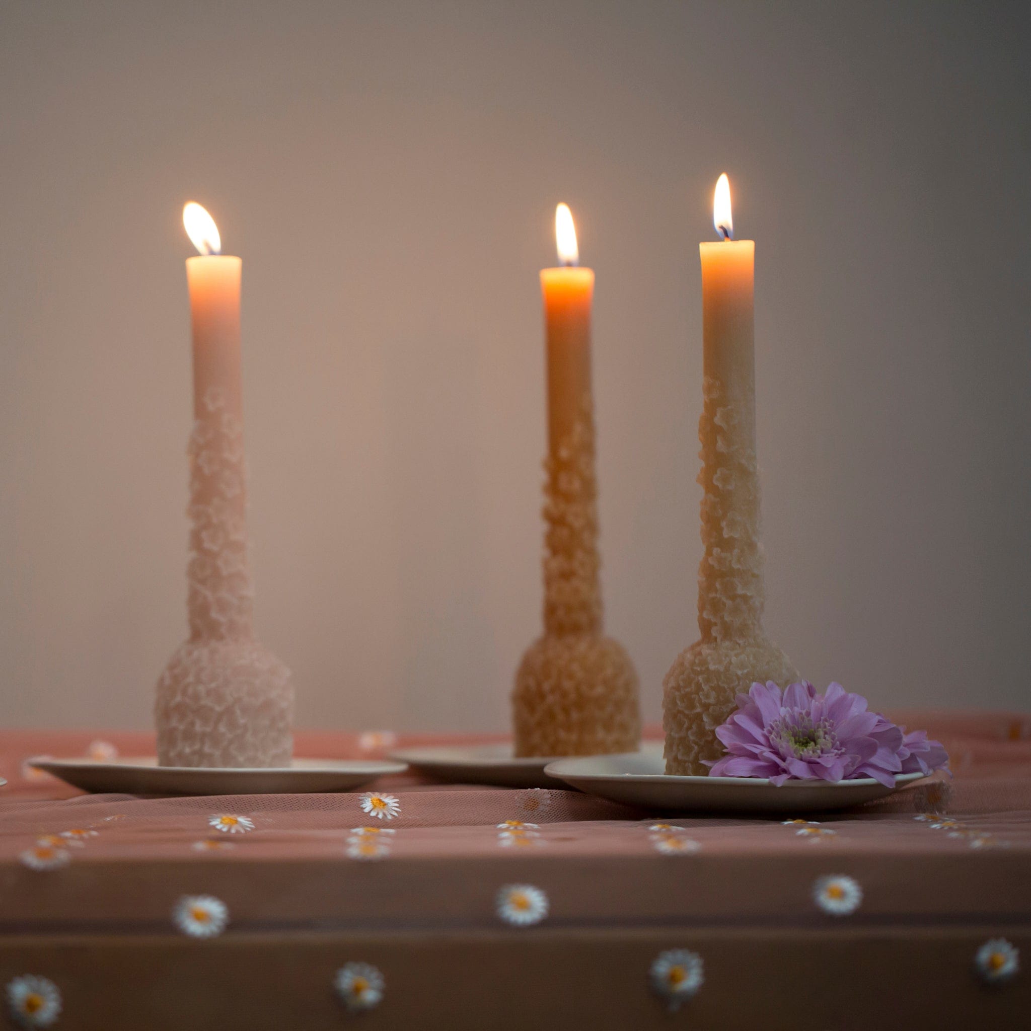 Kerze mit Blumen - lemonade