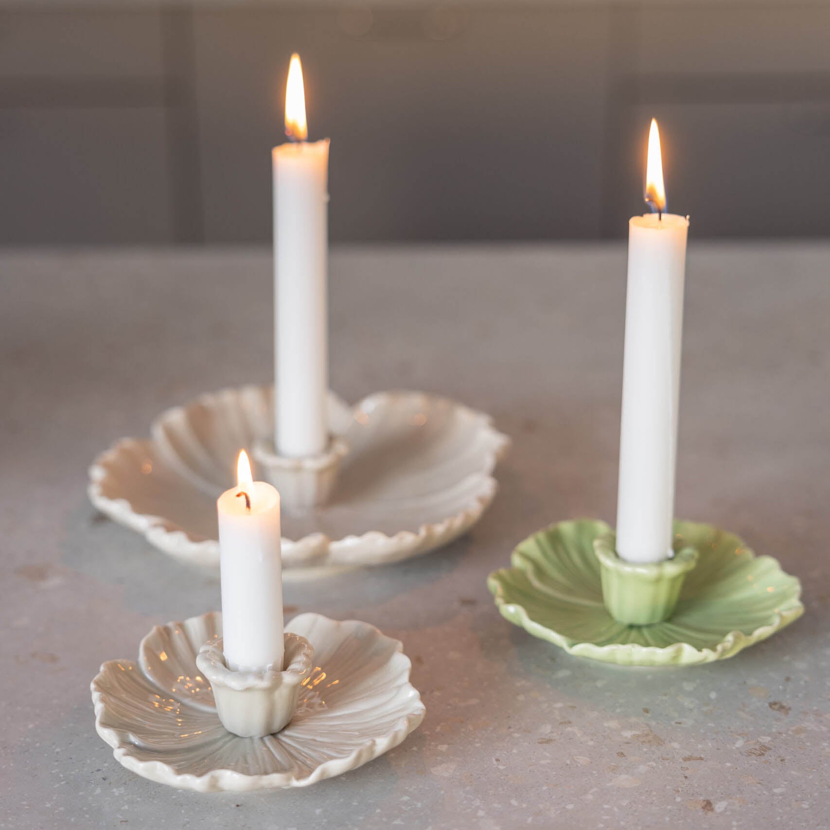 Kerzenhalter Botanik - beige