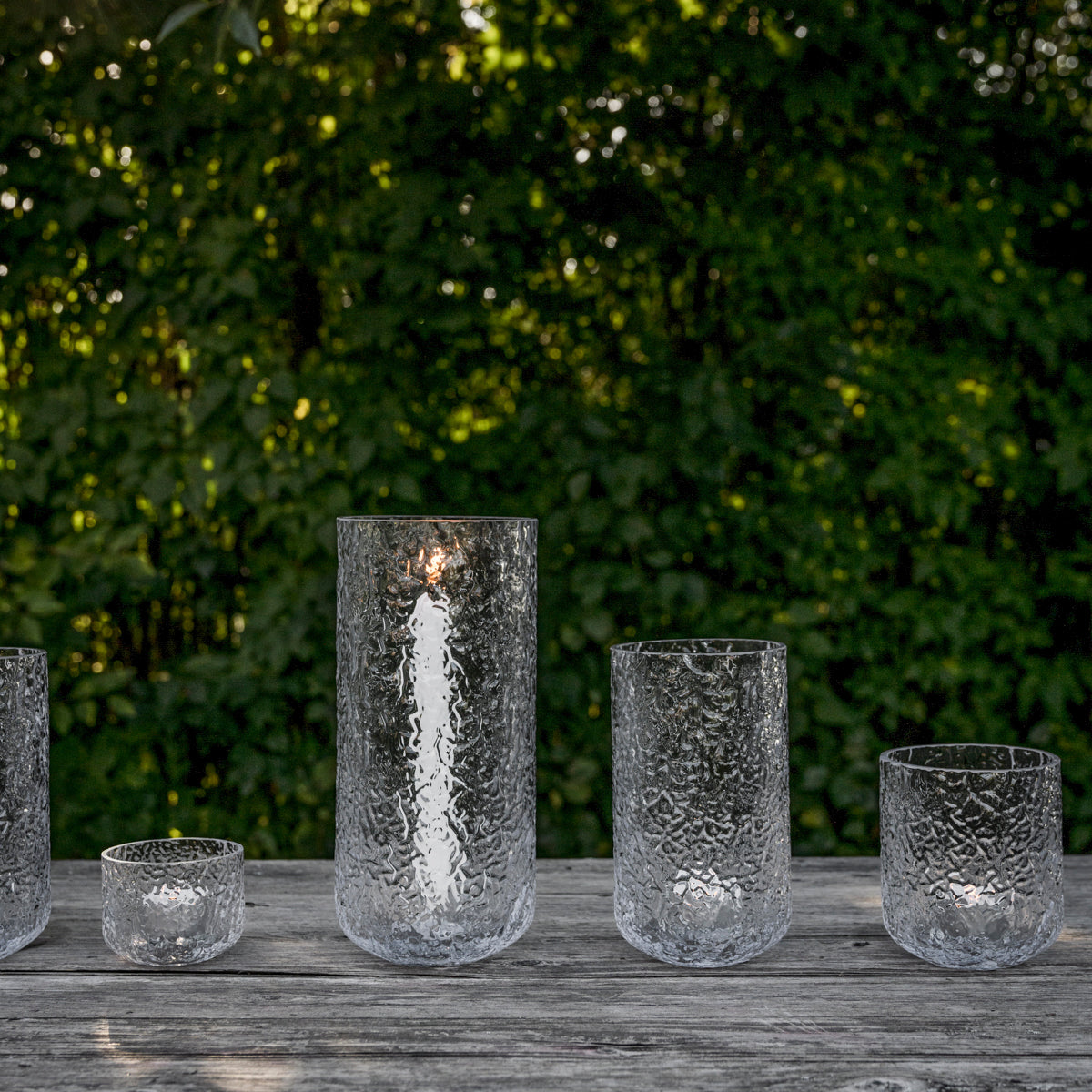 Teelichthalter gemustert aus Glas