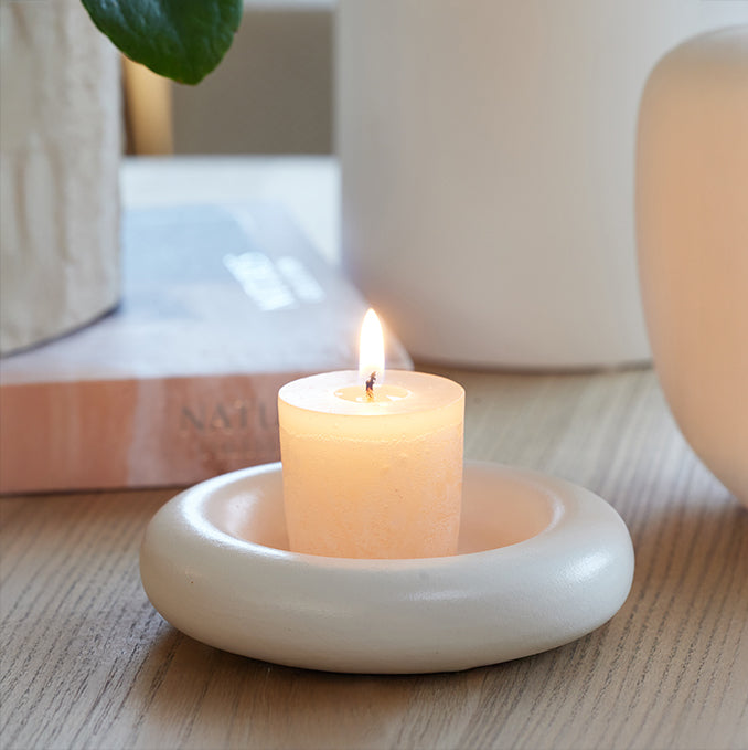 Kerzenhalter Tablett Ania - weiß