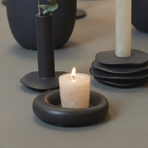 Kerzenhalter Tablett Ania - schwarz