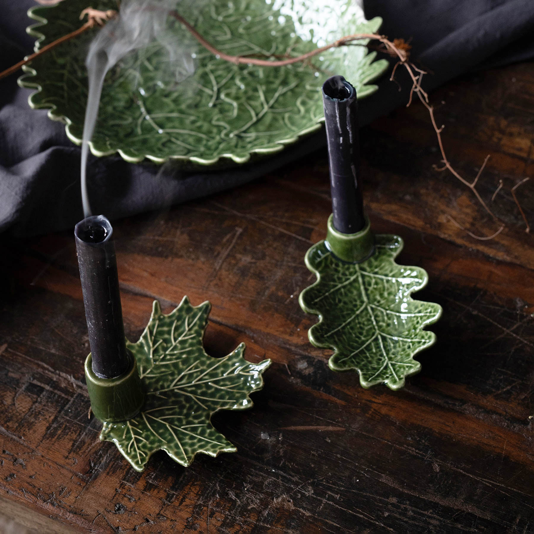 Kerzenhalter Blatt - grün
