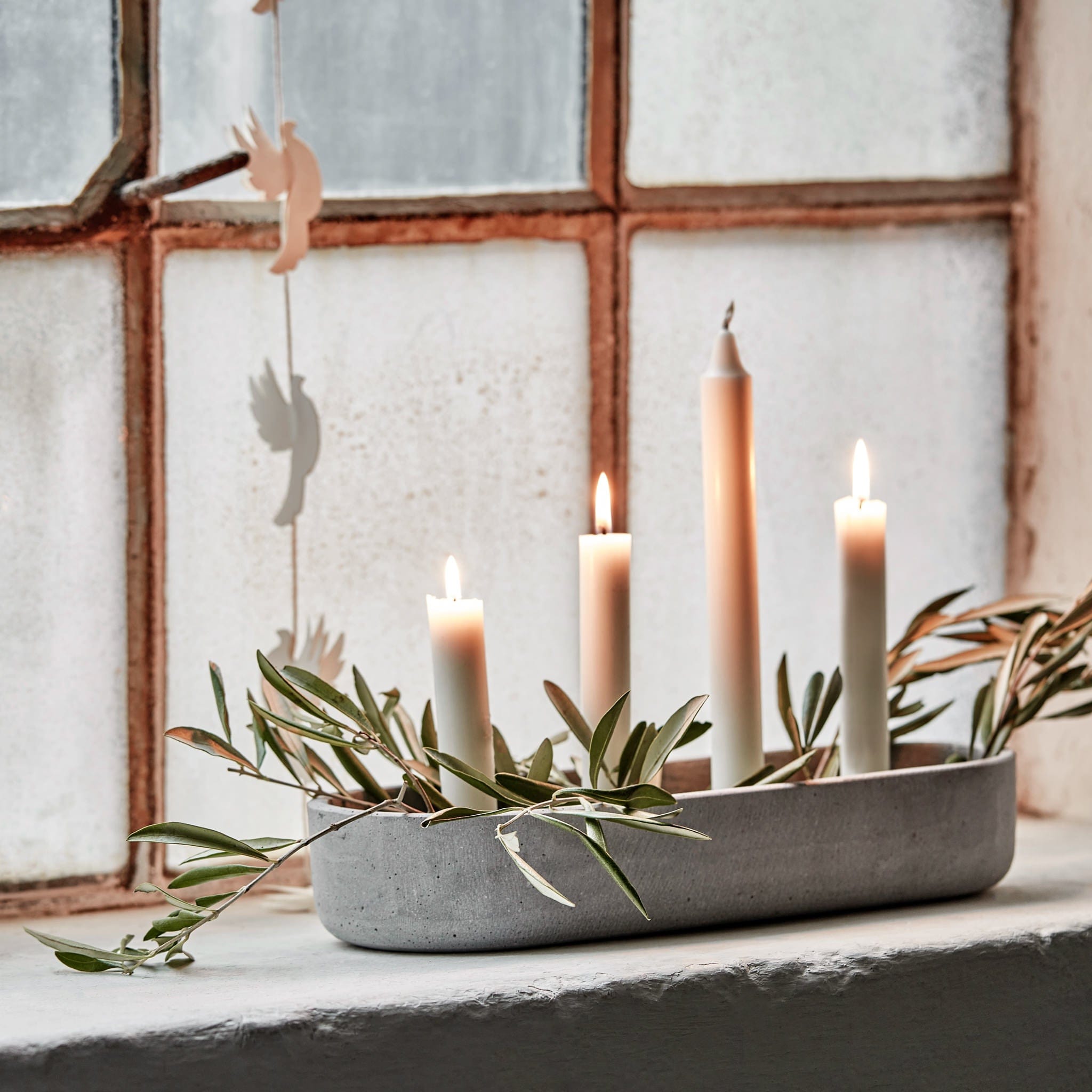 Kerzenständer Beton-Optik hellgrau