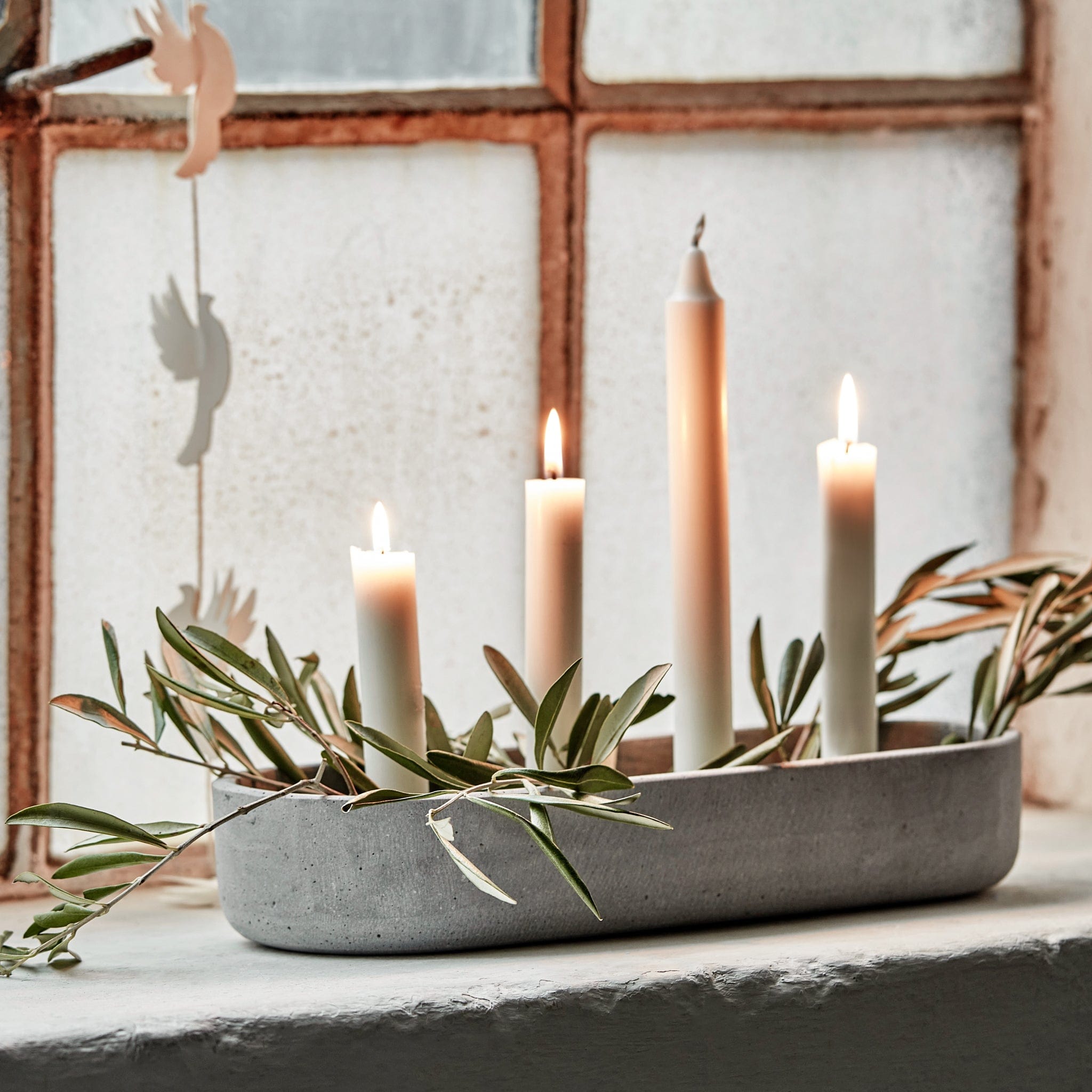 Kerzenständer Beton-Optik hellgrau