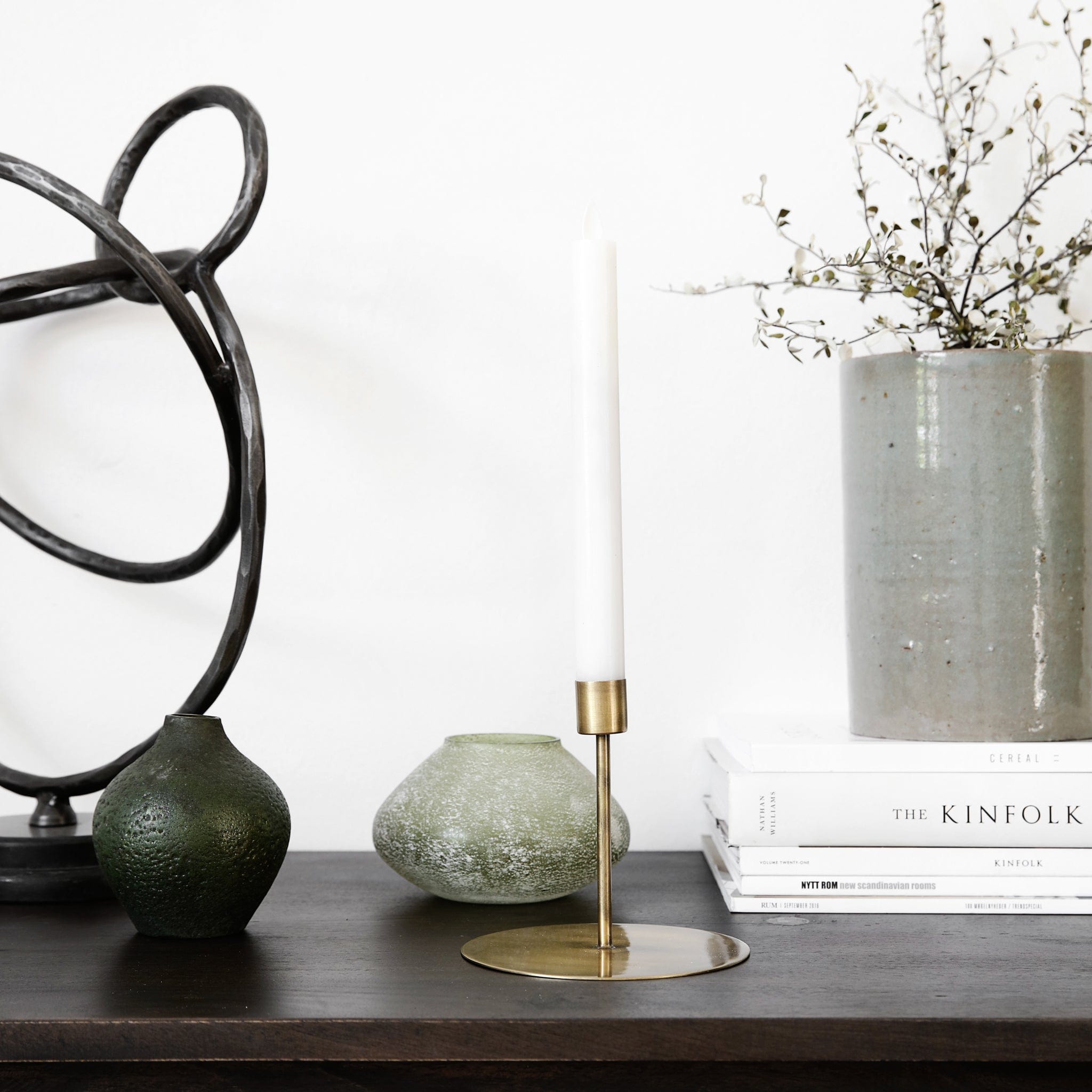 Kerzenhalter Anit aus antikem Messing