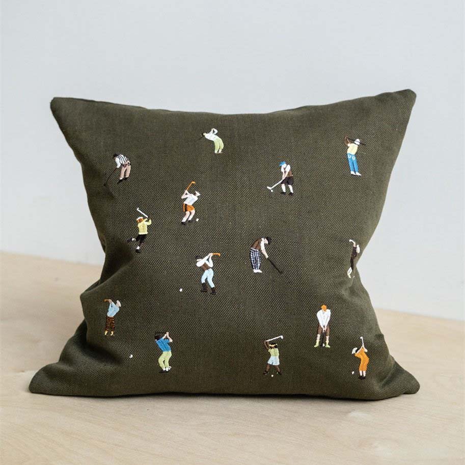 Kissenbezug Golfer - olive
