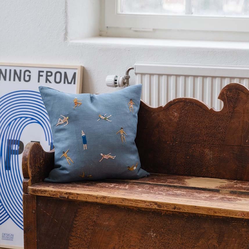 Kissenbezug Schwimmer - blau