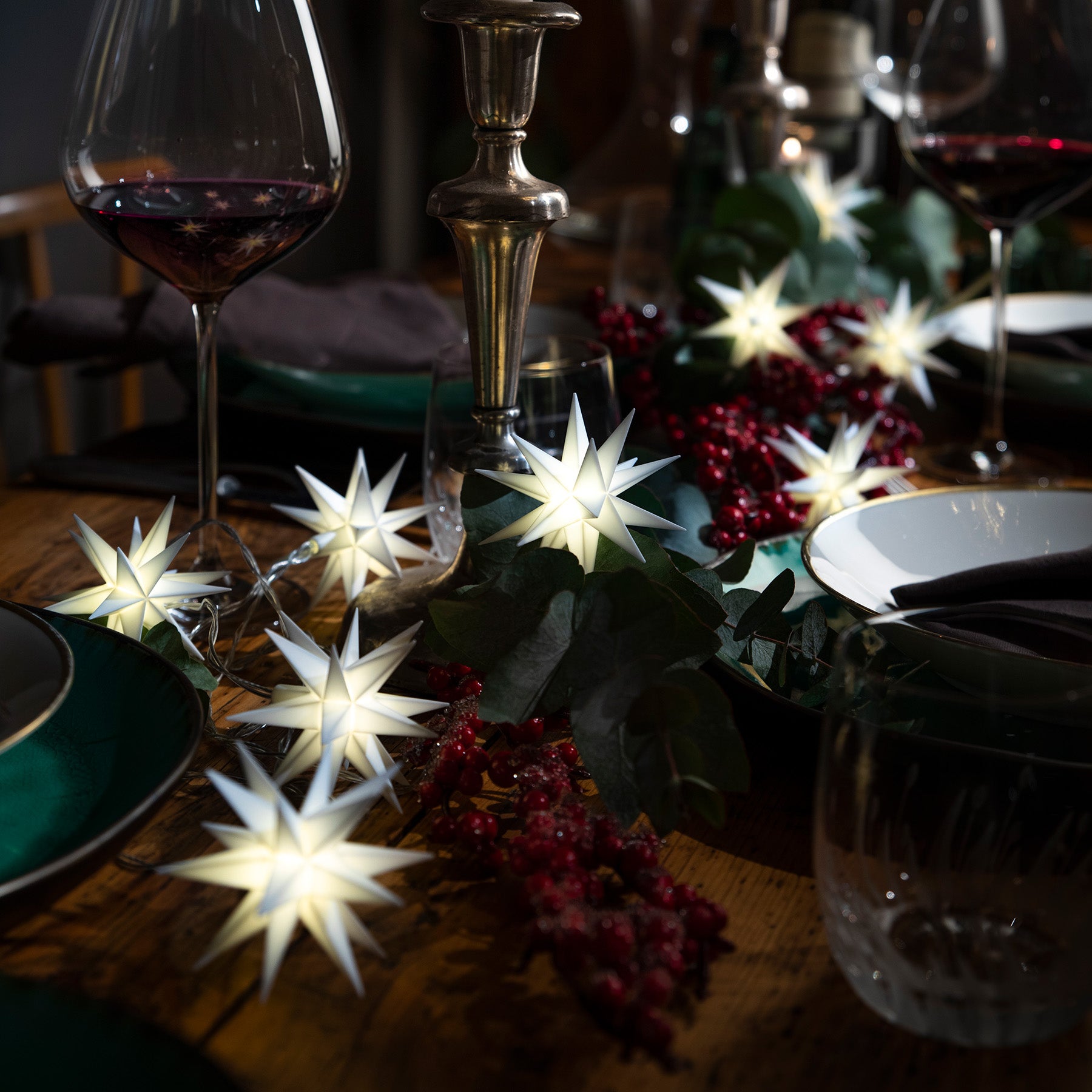 LED-Sternenkette - 9 Sterne ø 8cm - outdoorgeeignet