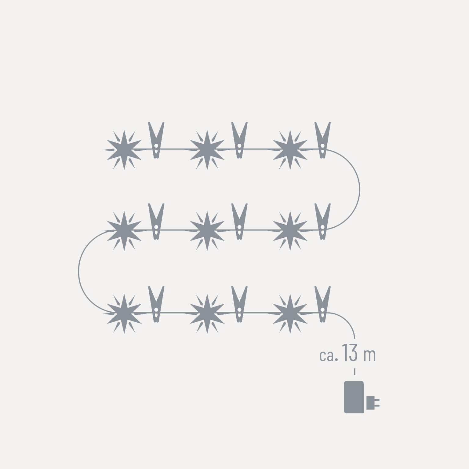 LED-Sternenkette - 9 Sterne ø 12cm - outdoorgeeignet