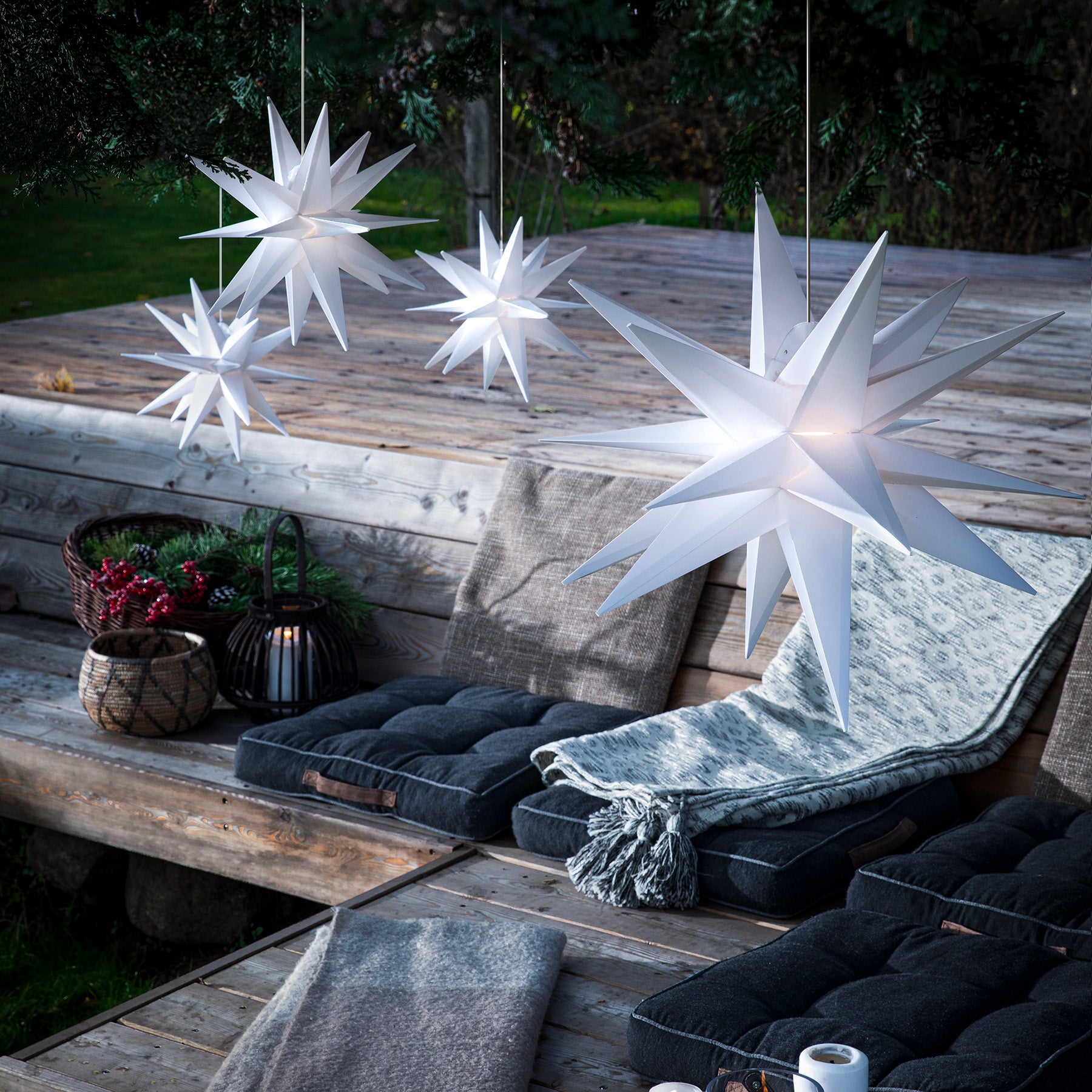 Outdoor Faltstern 18 Zacken - weiß