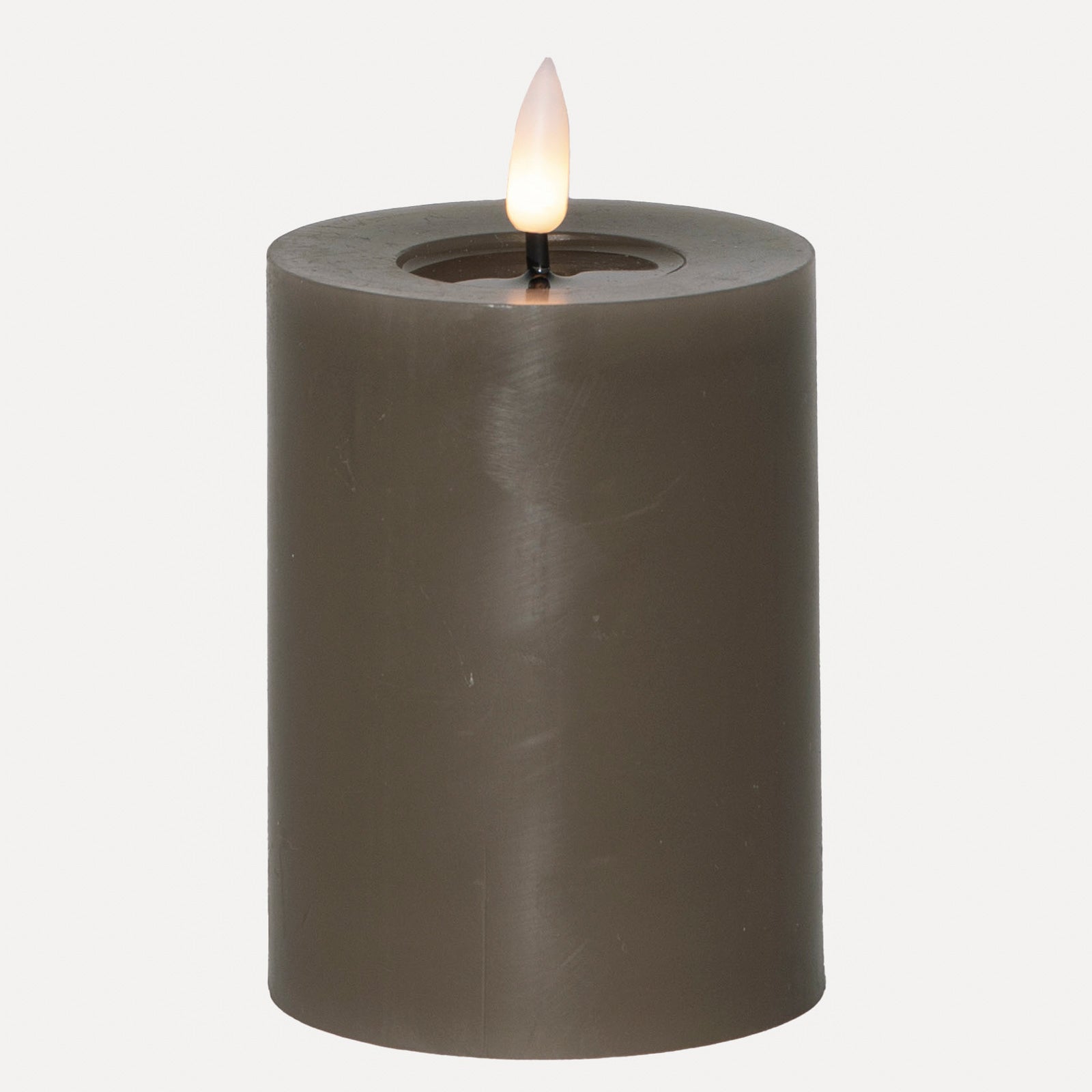 LED Stumpenkerze - graubraun