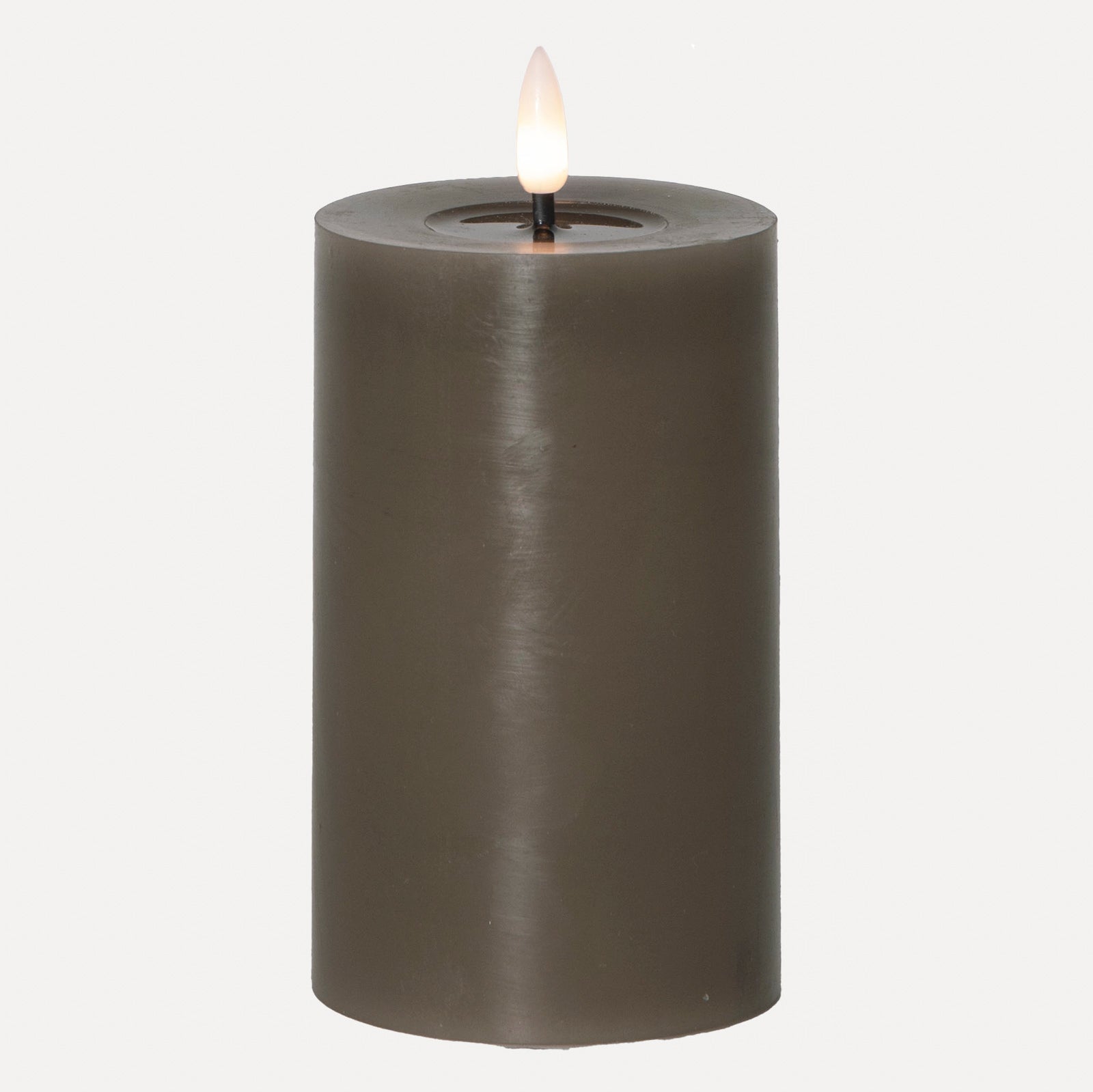 LED Stumpenkerze - graubraun