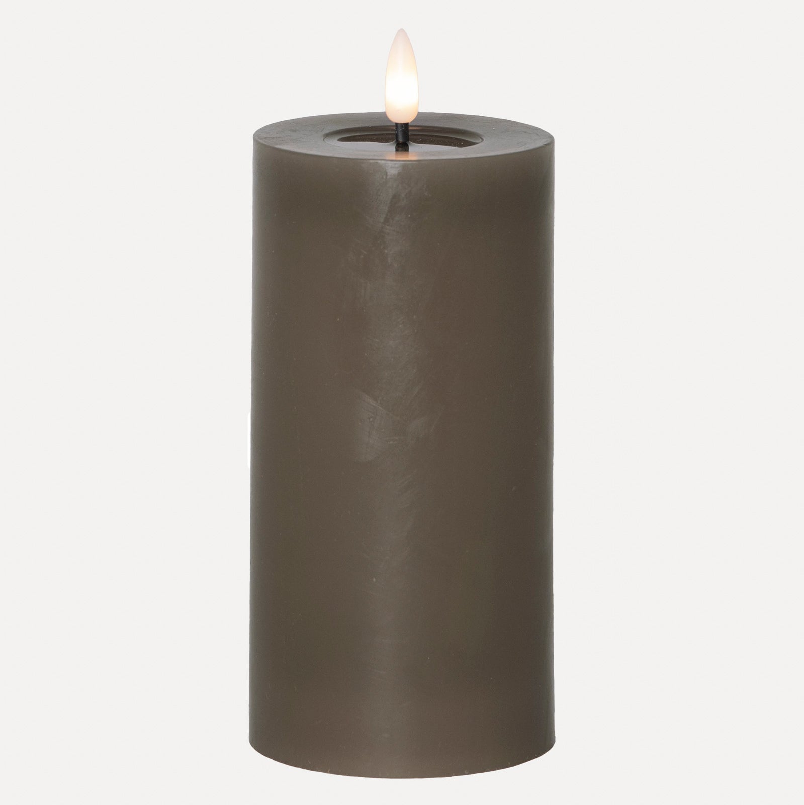 LED Stumpenkerze - graubraun