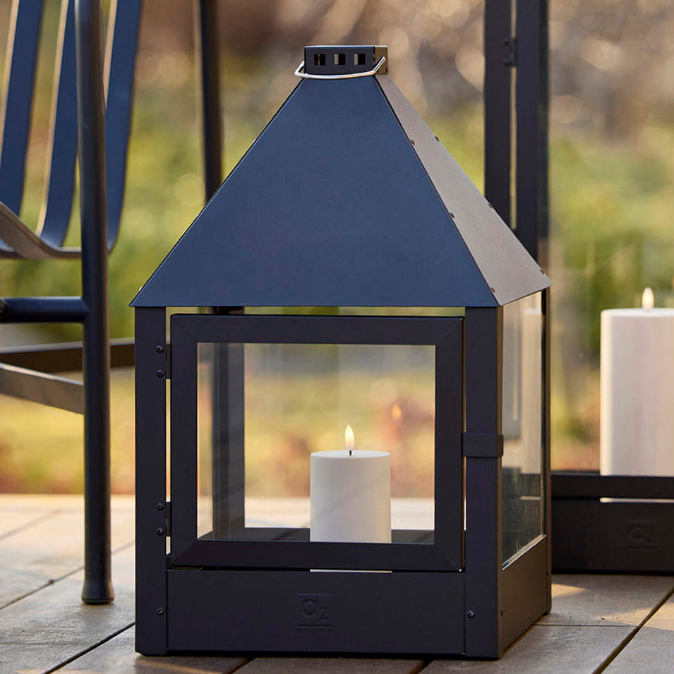 Outdoor LED Stumpenkerze - warm greige