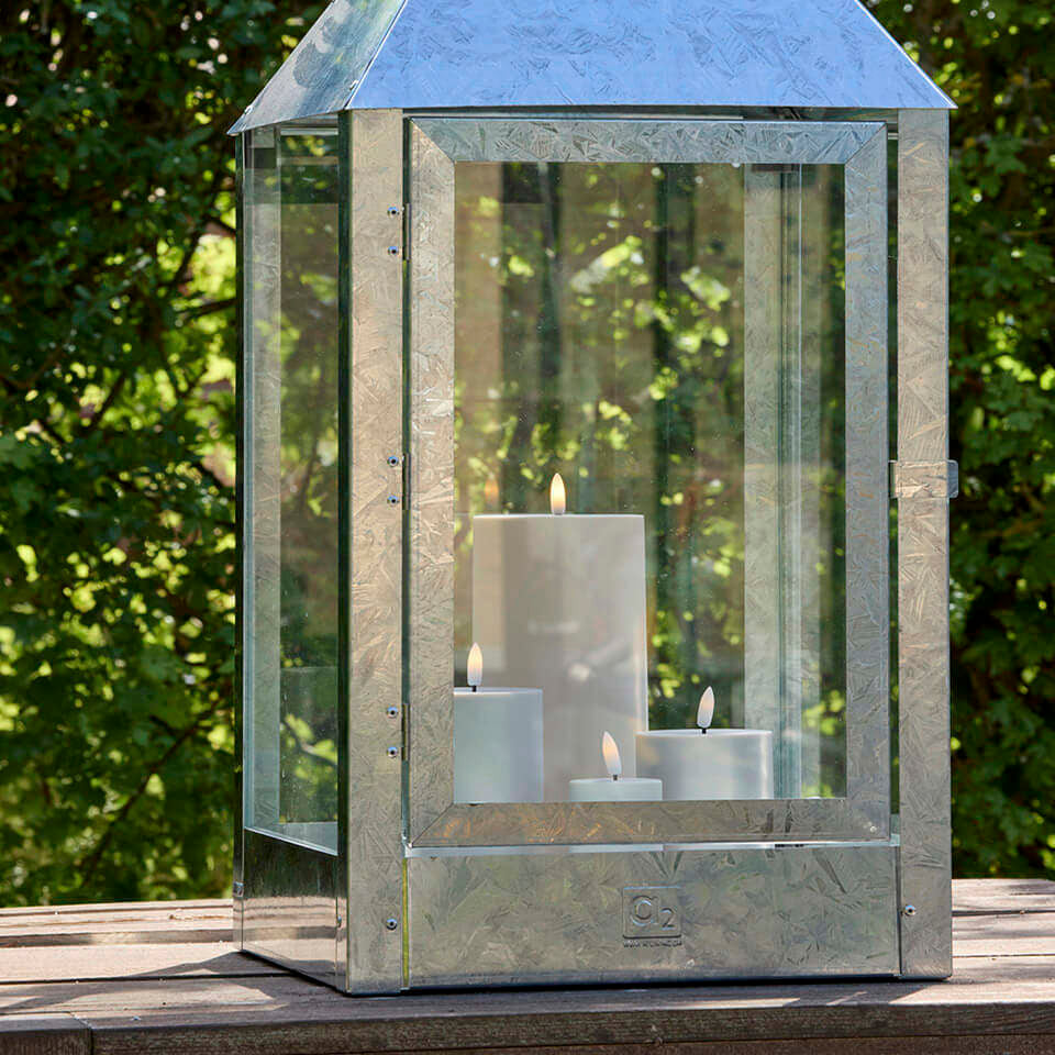 Outdoor LED Stumpenkerze - warm greige
