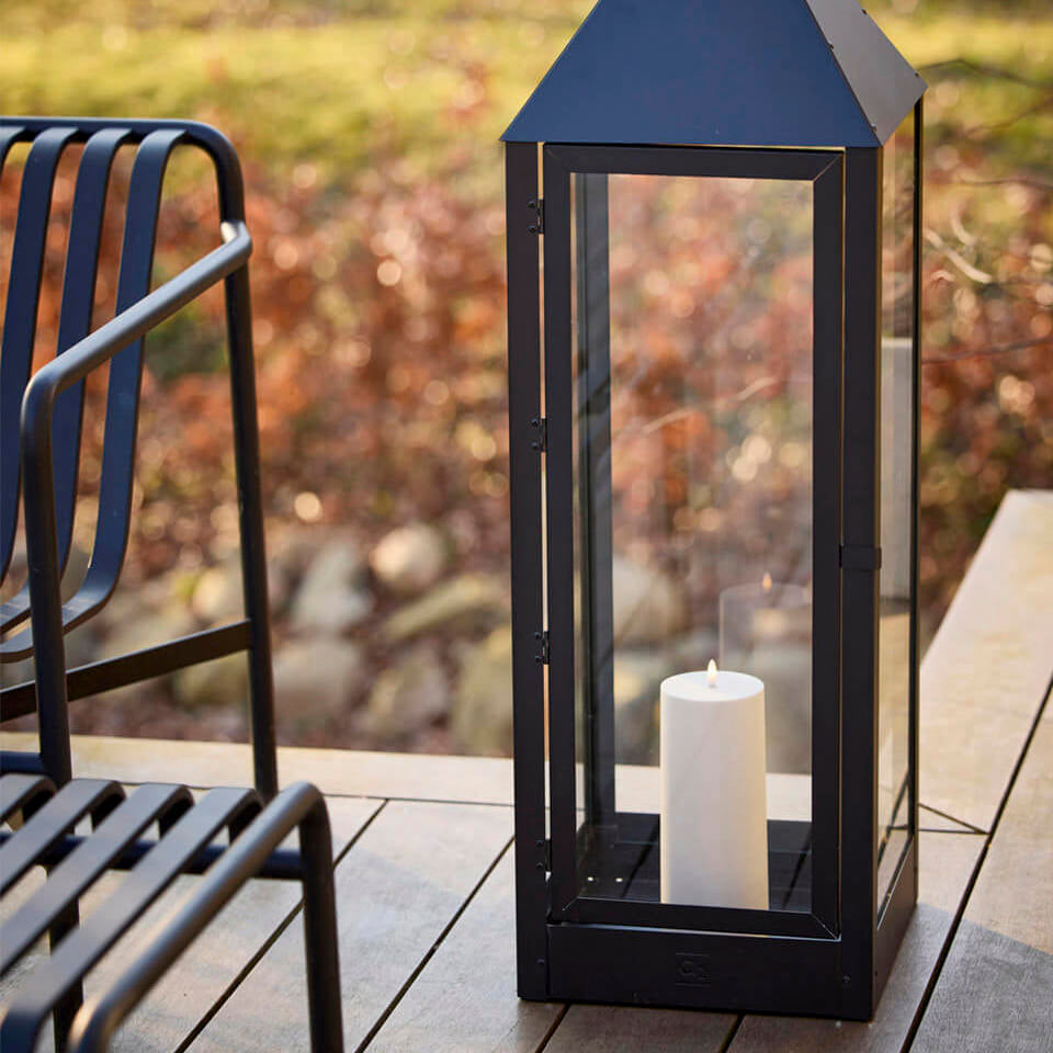 Outdoor LED Stumpenkerze - warm greige