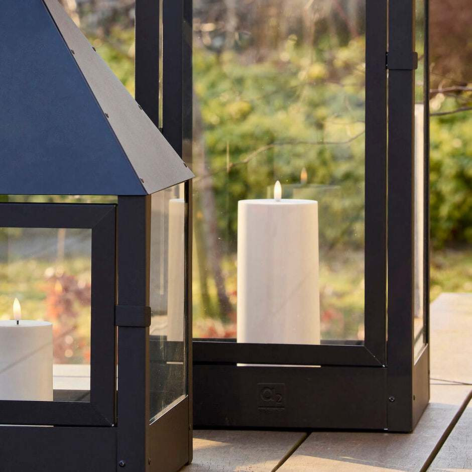 Outdoor LED Stumpenkerze - warm greige