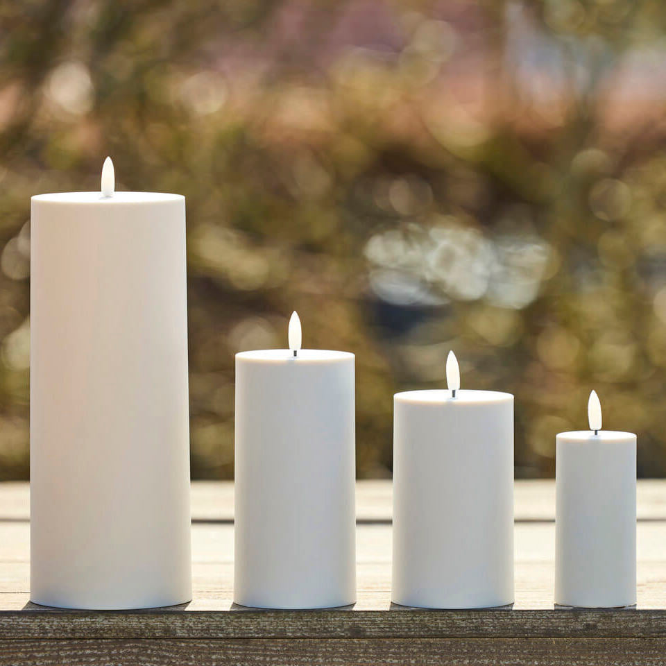 Outdoor LED Stumpenkerze - warm greige