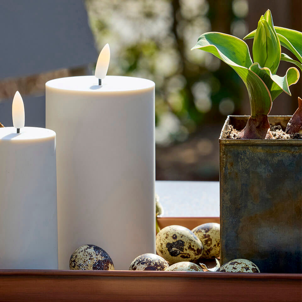 Outdoor LED Stumpenkerze - warm greige