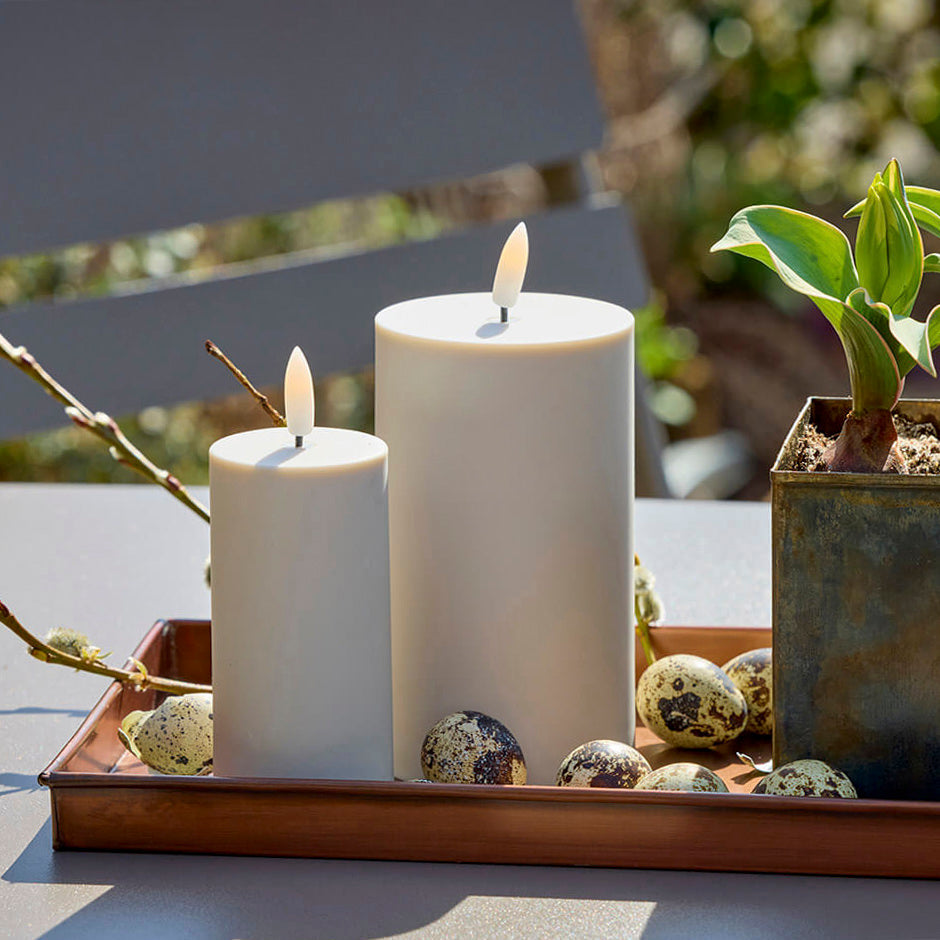 Outdoor LED Stumpenkerze - warm greige