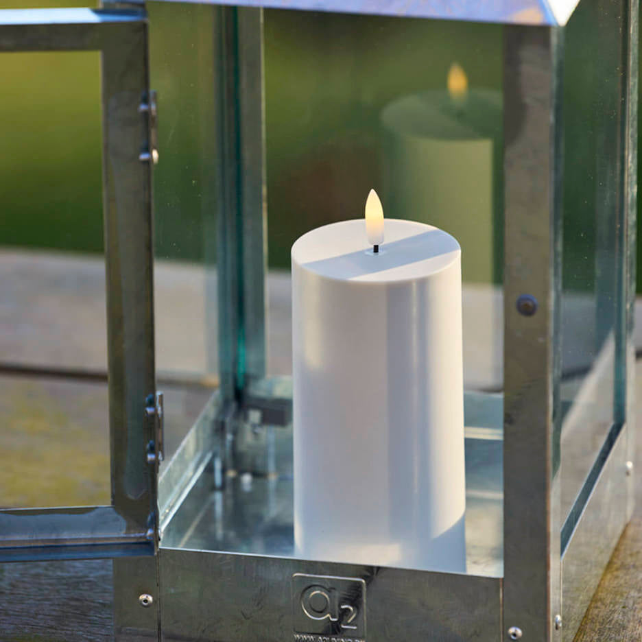 Outdoor LED Stumpenkerze - warm greige
