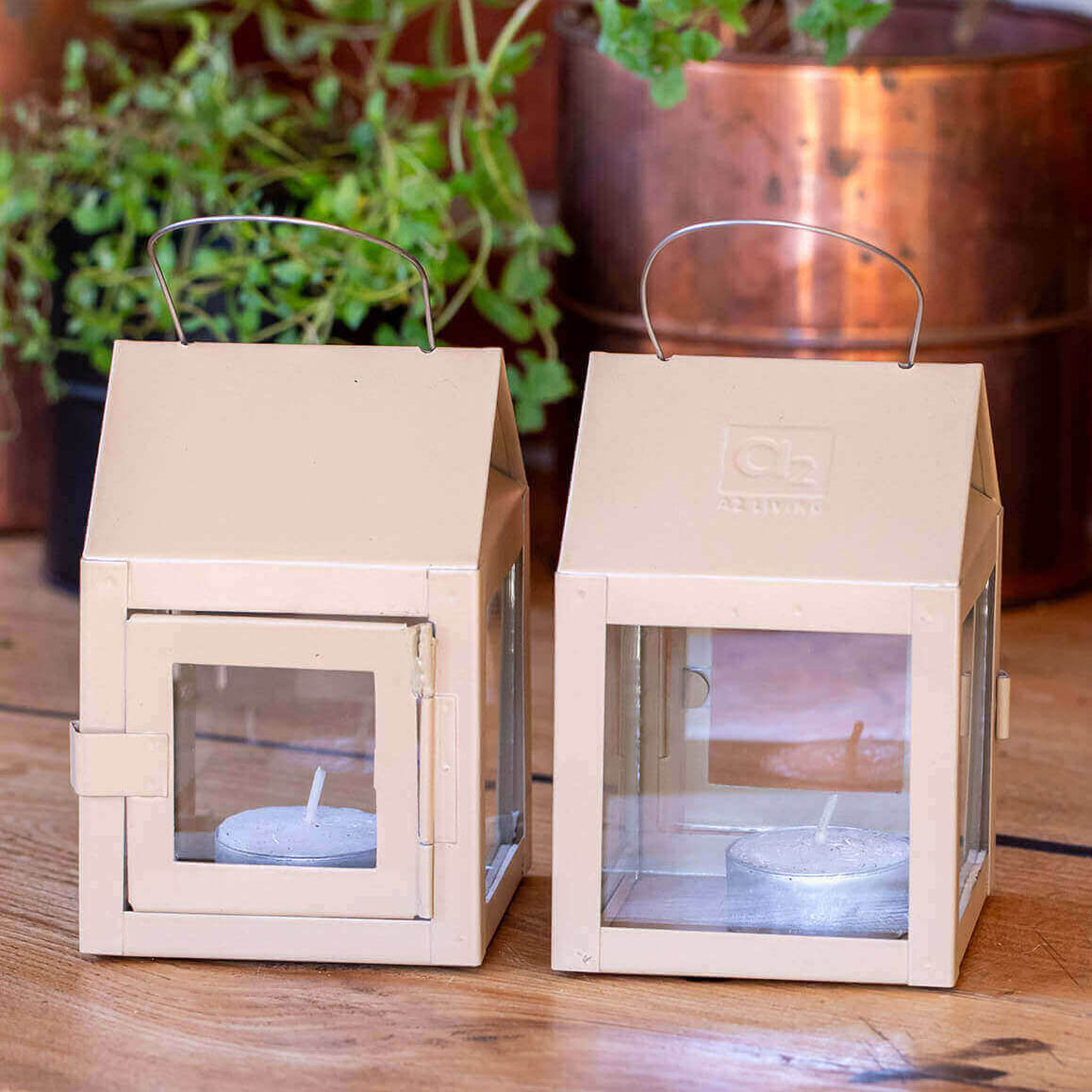 Laterne mit Aufhängung - hazelnut