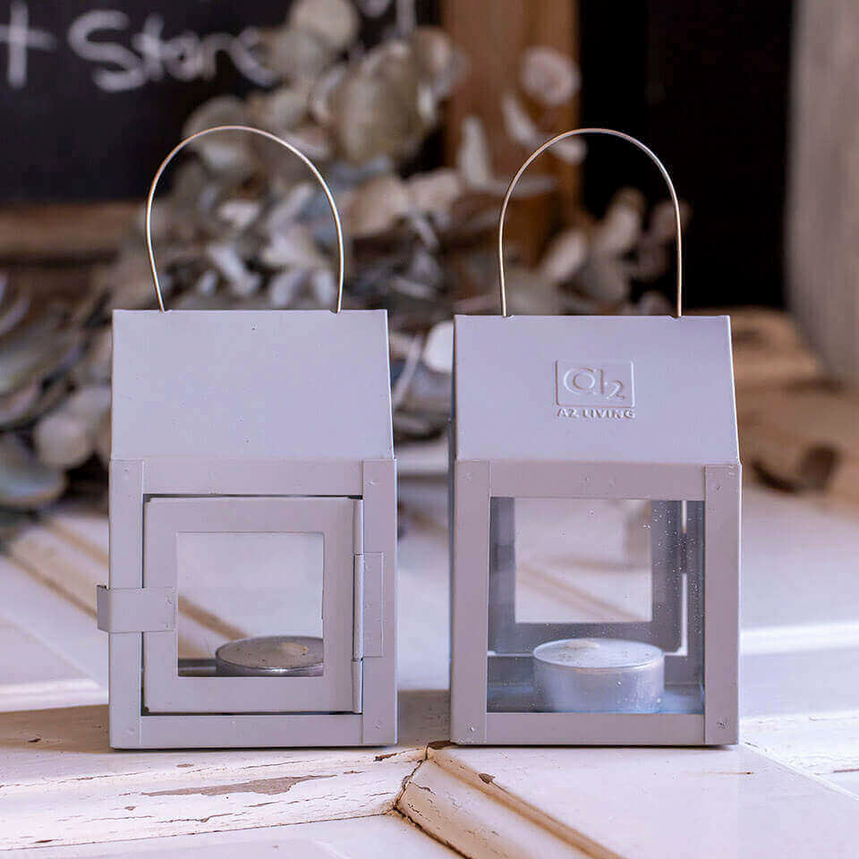 Laterne mit Aufhängung - grau