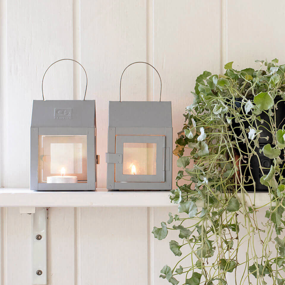 Laterne mit Aufhängung - grau