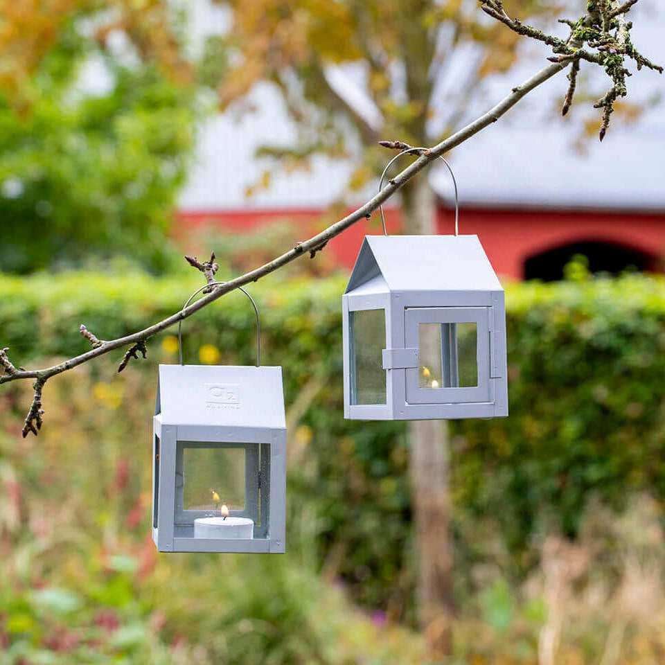 Laterne mit Aufhängung - grau