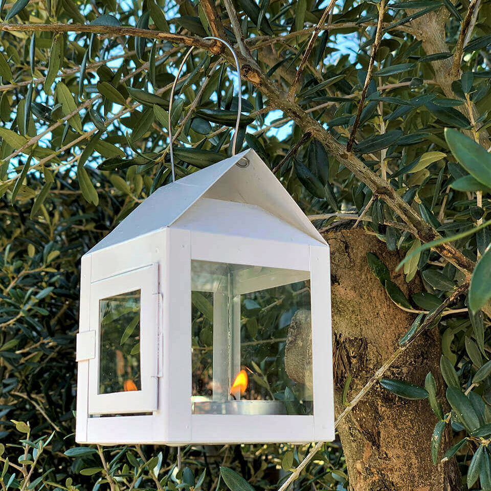 Laterne mit Aufhängung - weiß