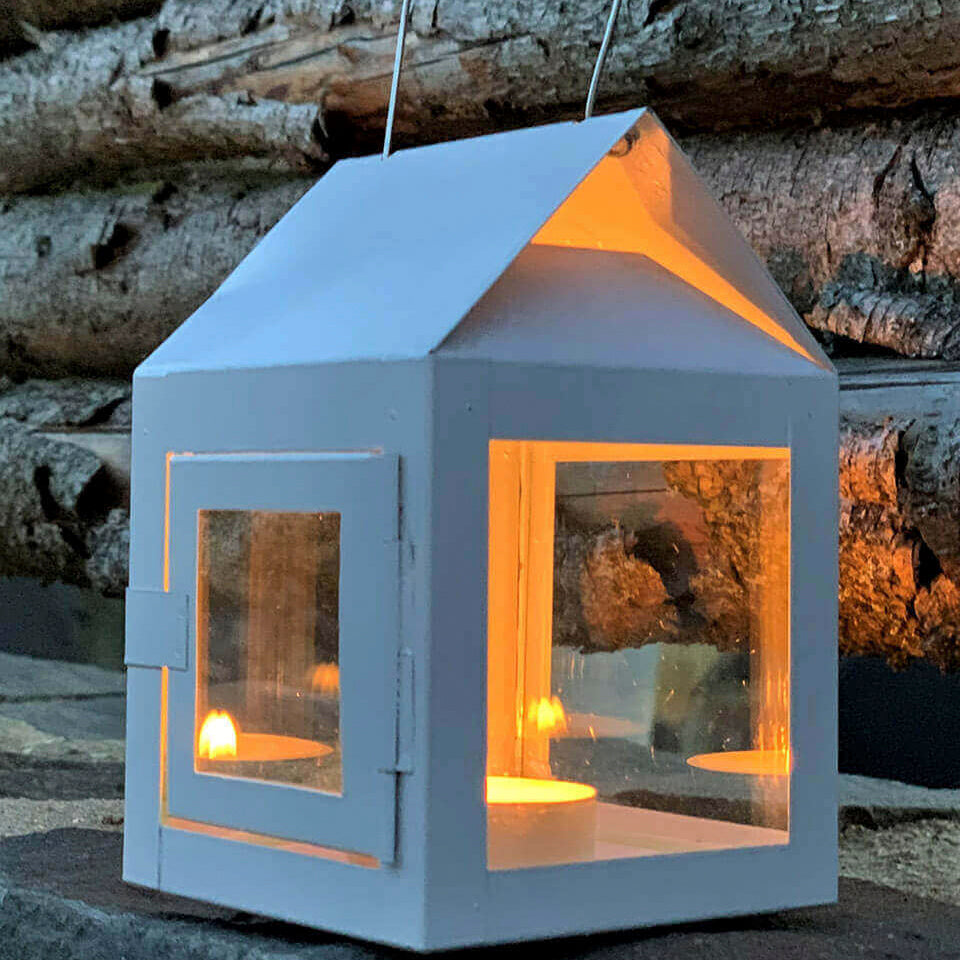 Laterne mit Aufhängung - weiß