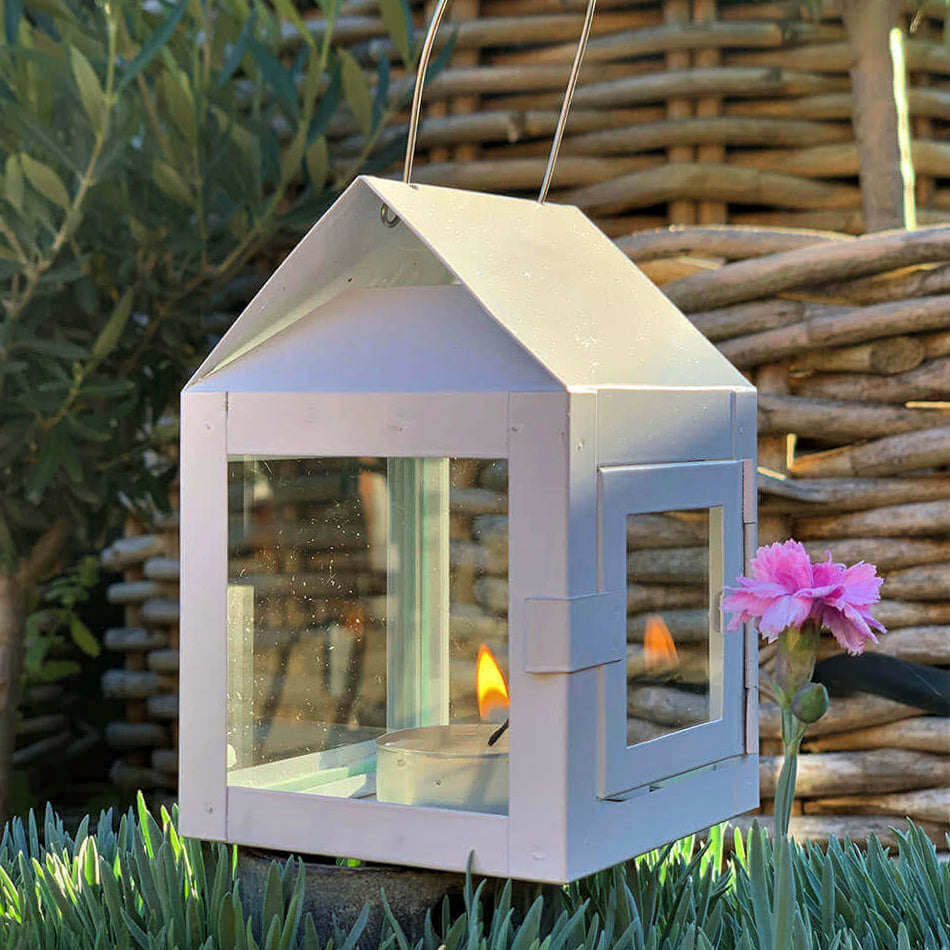 Laterne mit Aufhängung - weiß