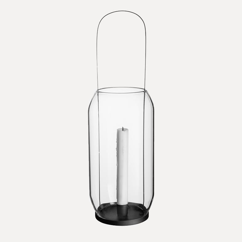 Windlicht für Stabkerze - schwarz