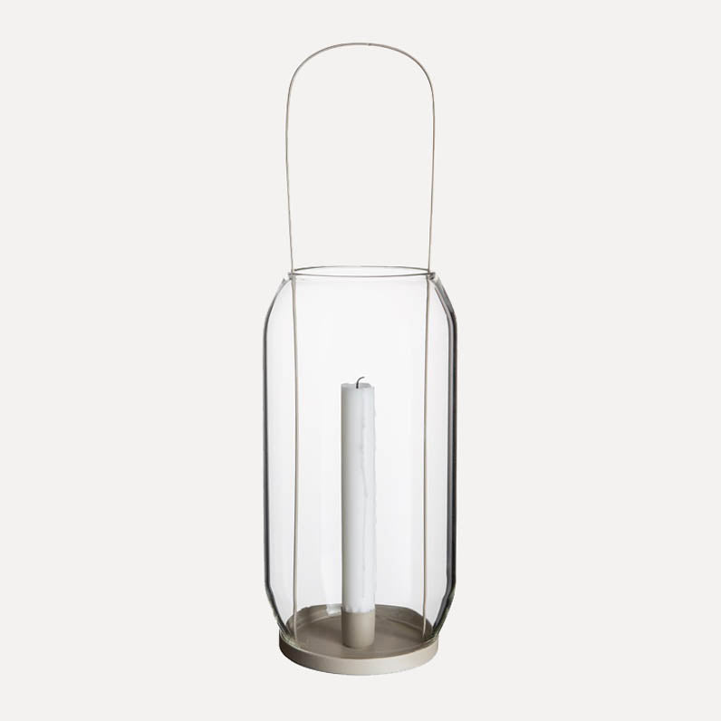 Windlicht für Stabkerze - beige