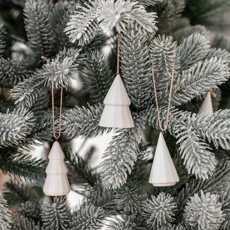 Dekoanhänger Tannenbaum 3er Set - weiß