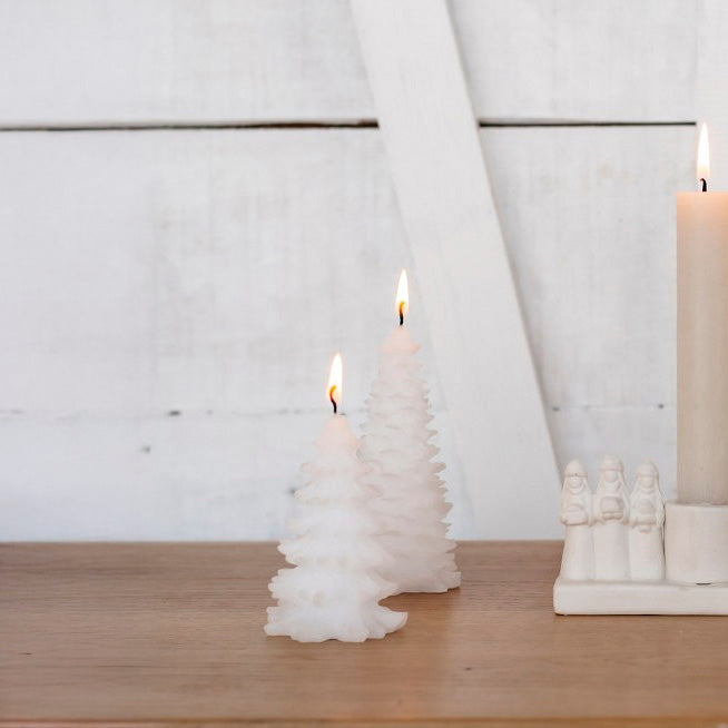 Kerze Tannenbaum James - weiß