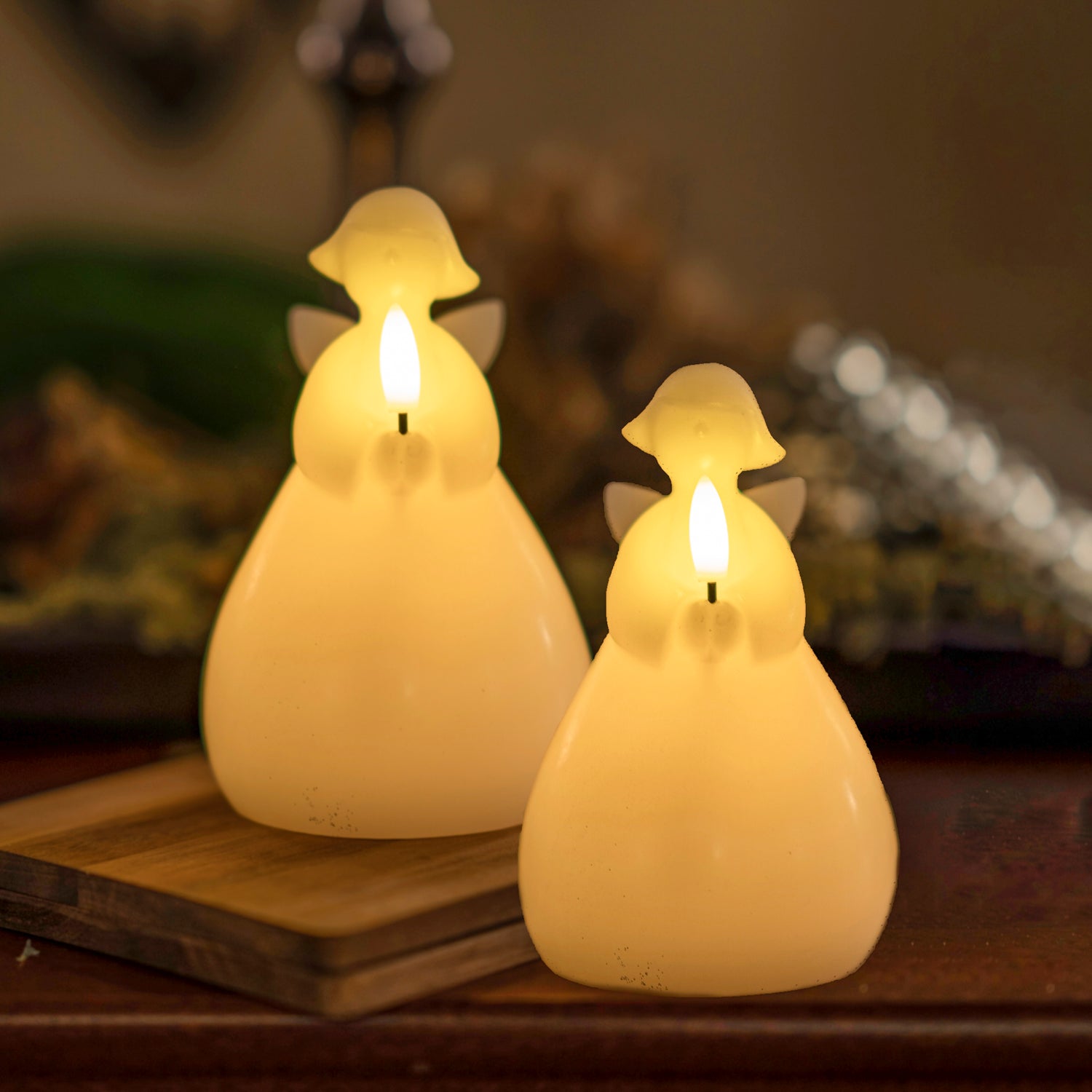 LED-Leuchte Engel Lucia 2er Set Wachs - weiß