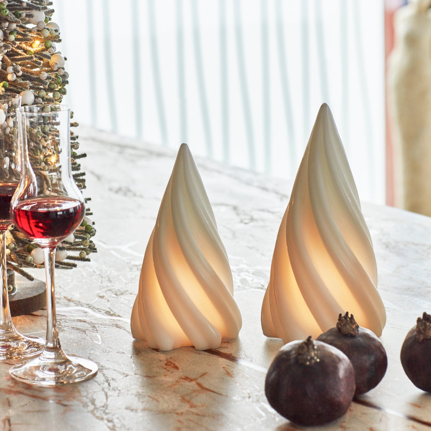 LED-Kerze Tannenbaum Olina Wachs - weiß