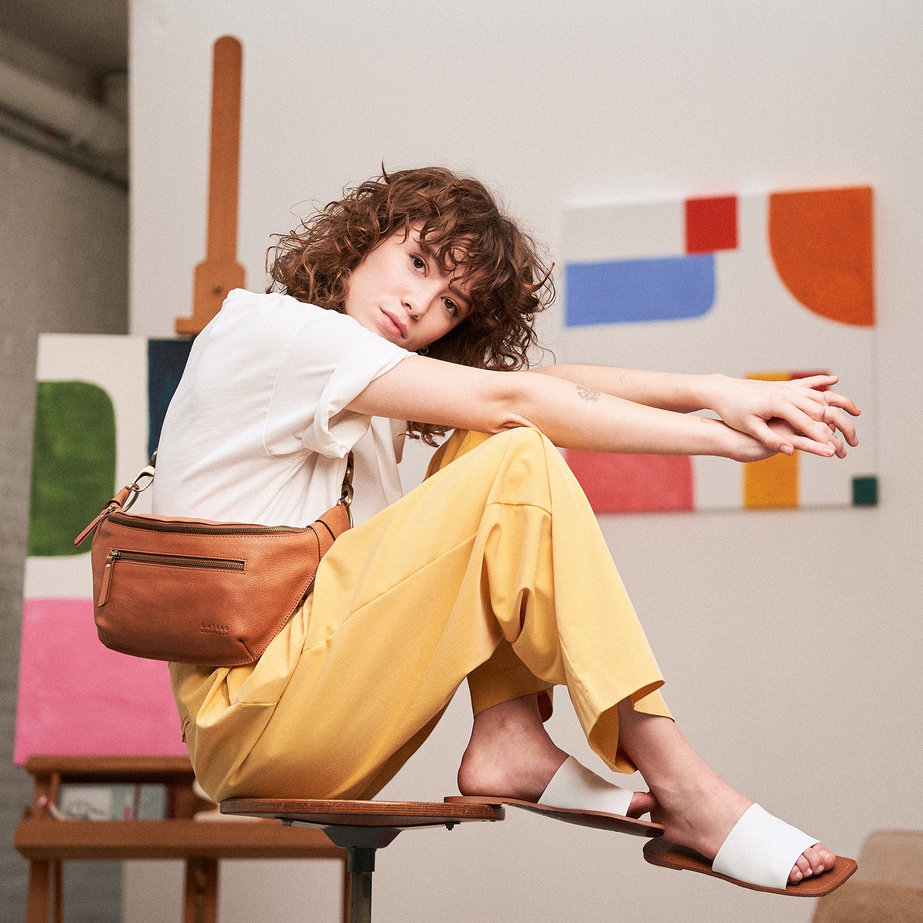 Drew Bauchtasche - Leder Cognac mit 2 Straps