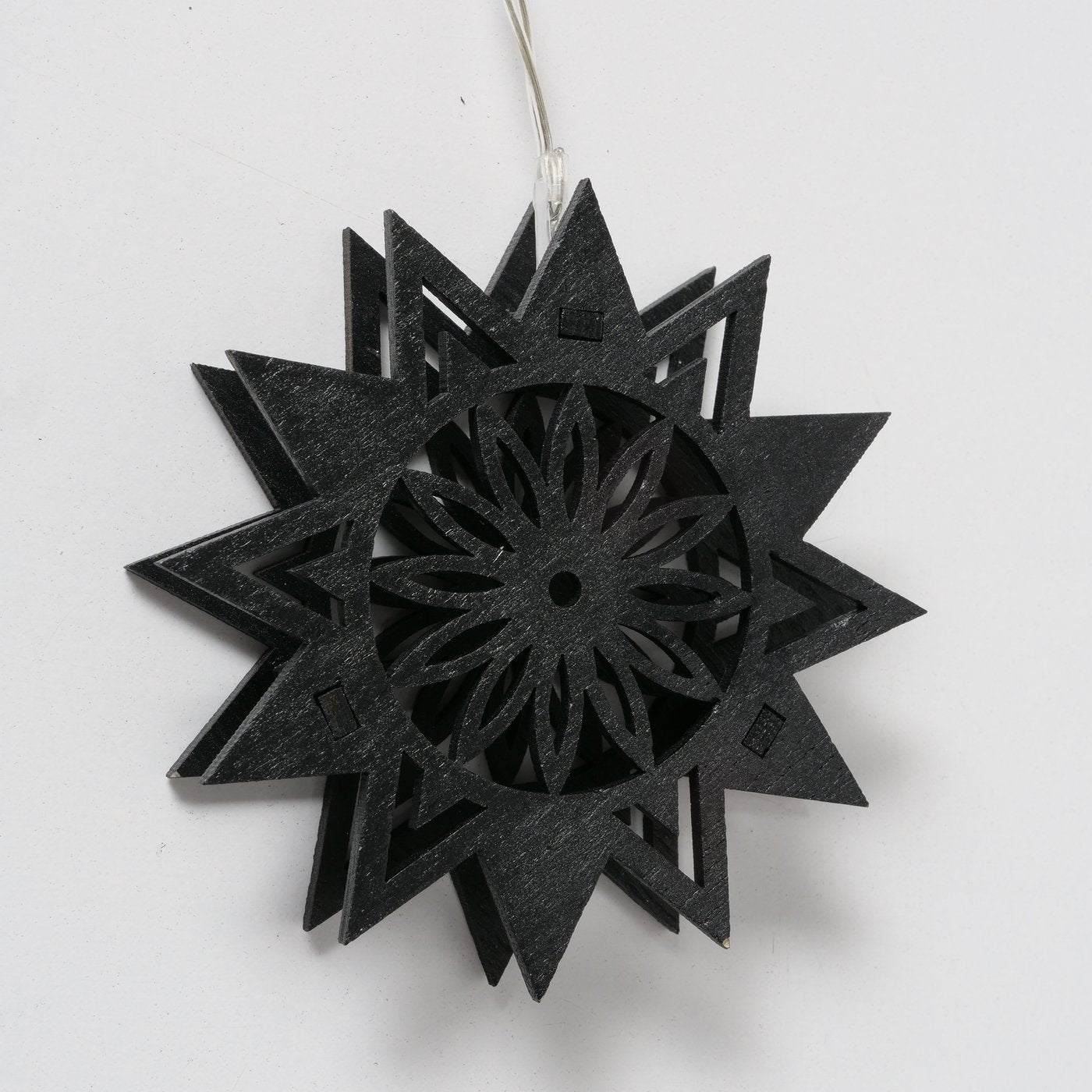Lichterkette Schneeflocke 1 - Holz schwarz